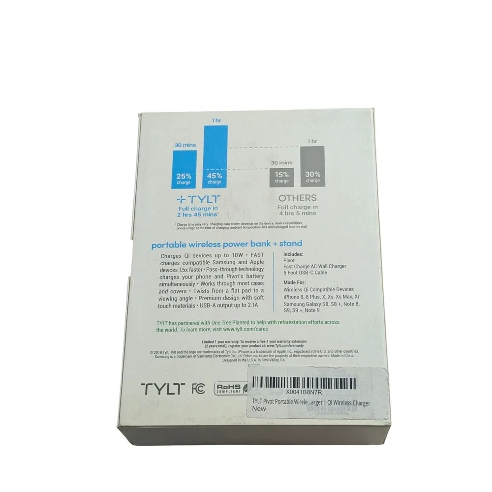 Bb-N TYLT Pivot Portable‎ Wireless Charger Stand Power Bank Qi 10W Fast Charging